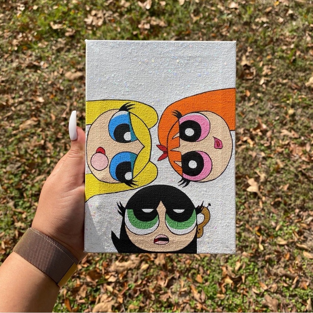 The Powerpuff Girls Glitter Canvas Painting 5x7